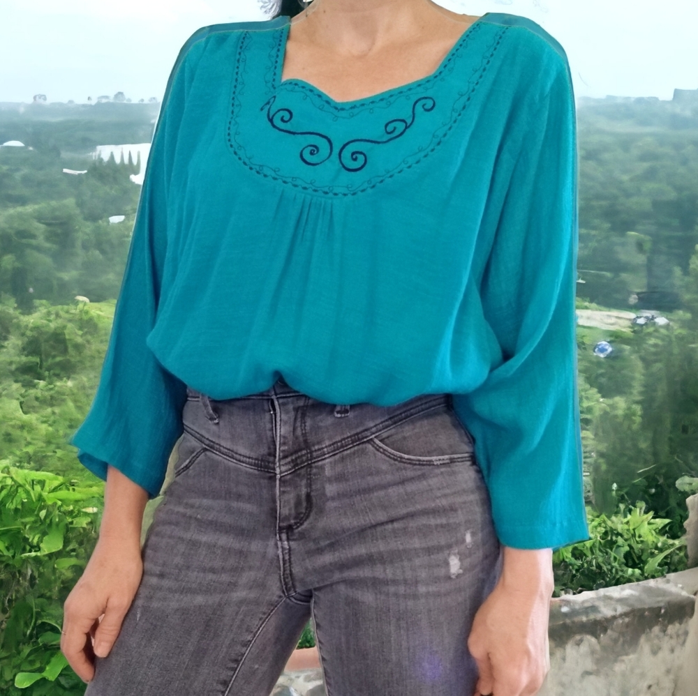 Vtg Boho 100% Silk Tunic